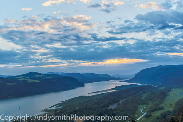 Early Light of Sunrise in columbia River Gorge